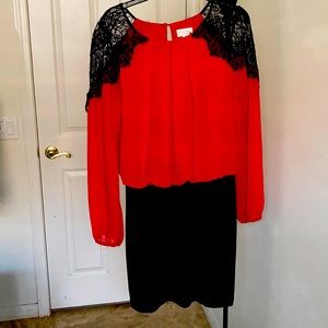 Red pencil skirted dress